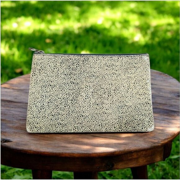 Madewell Pouch Wallet Coin Bag Animal Print Cheetah Calf Hair Textured Case - Picture 1 of 10